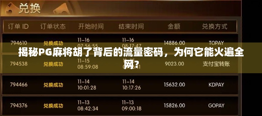 揭秘PG麻将胡了背后的流量密码，为何它能火遍全网？